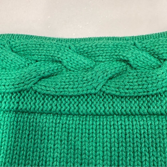 Evan Picone Cable Knit Boat Neck Sweater 100% Cotton Green Size Small - Picture 8 of 9